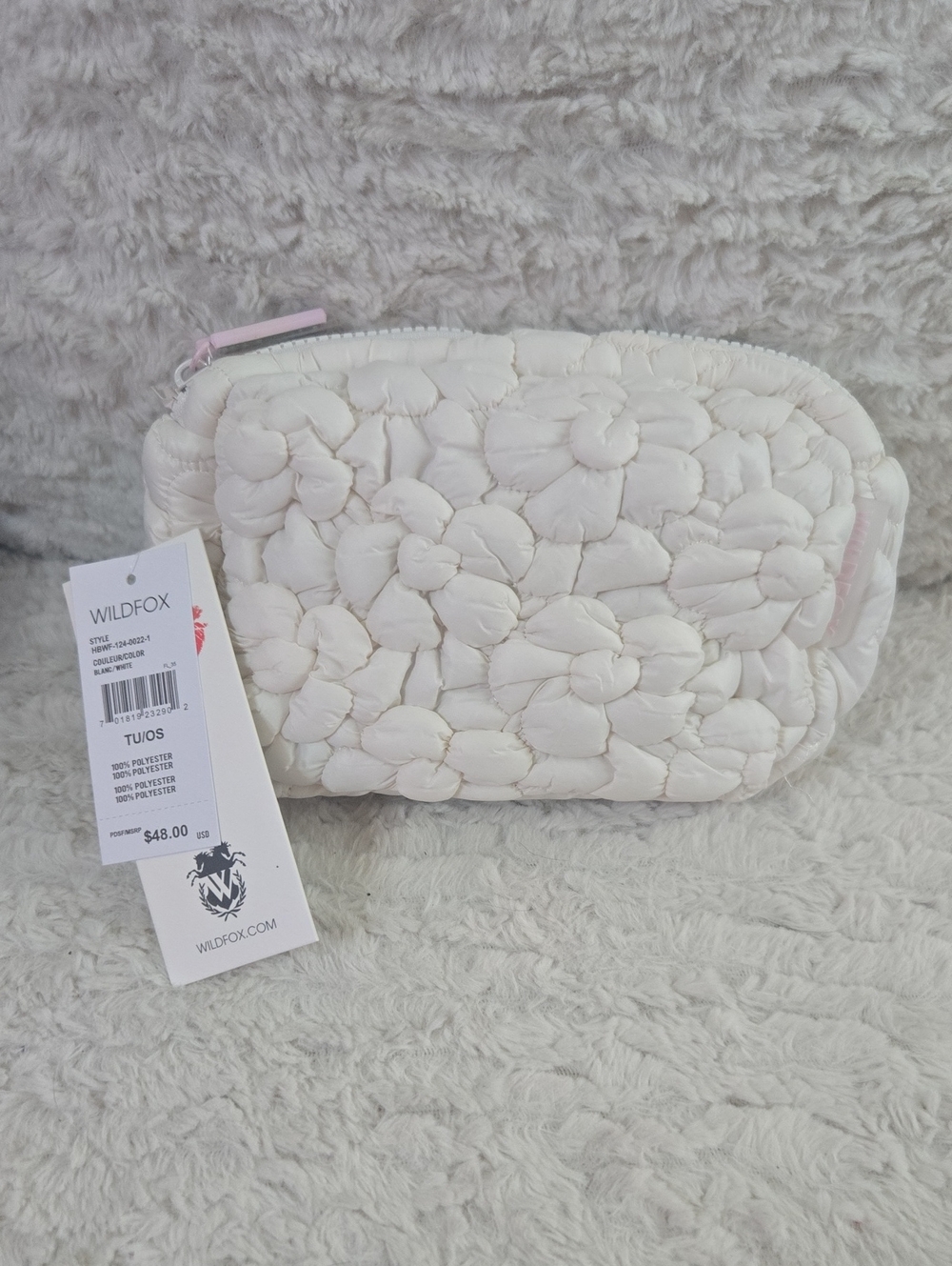 WILDFOX Cream Quilted Floral Sling Belt Bag